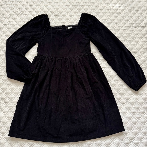 GAP Other - NWT GAP Kids Long Puff-Sleeve Corduroy Cotton Square Neck Dress Black Size 10